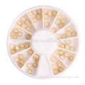 Beige color pearl Acrylic charm nail jewelry accessories 3D nail art decoration with wheel